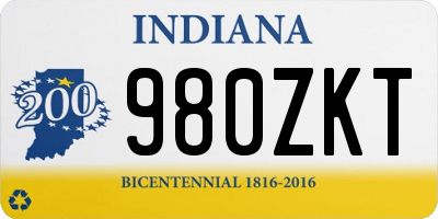 IN license plate 980ZKT