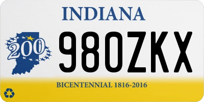 IN license plate 980ZKX