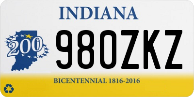 IN license plate 980ZKZ