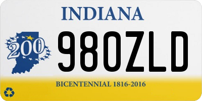 IN license plate 980ZLD