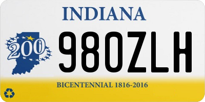 IN license plate 980ZLH