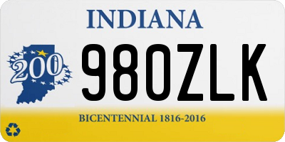 IN license plate 980ZLK