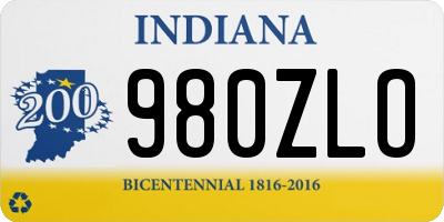 IN license plate 980ZLO