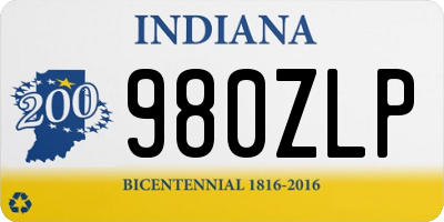 IN license plate 980ZLP