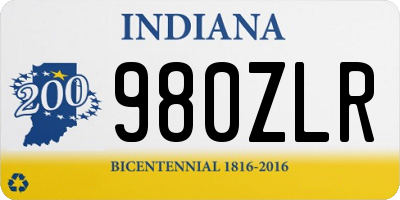 IN license plate 980ZLR