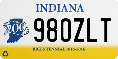 IN license plate 980ZLT