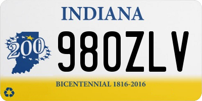 IN license plate 980ZLV