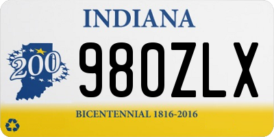 IN license plate 980ZLX