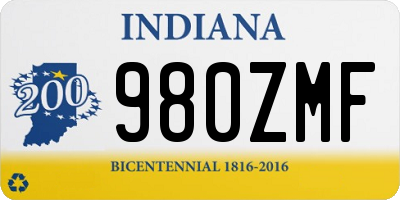 IN license plate 980ZMF