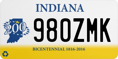IN license plate 980ZMK