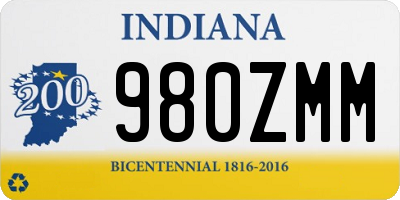 IN license plate 980ZMM