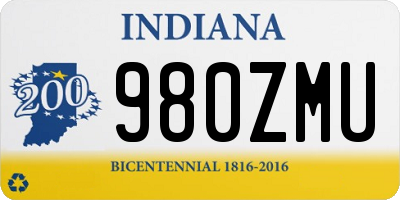 IN license plate 980ZMU