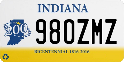 IN license plate 980ZMZ