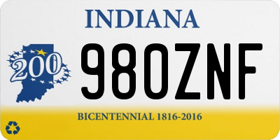 IN license plate 980ZNF