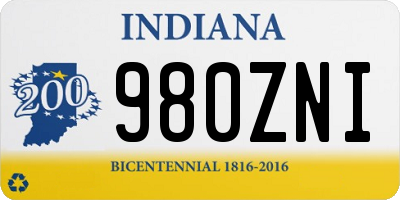 IN license plate 980ZNI