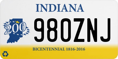 IN license plate 980ZNJ