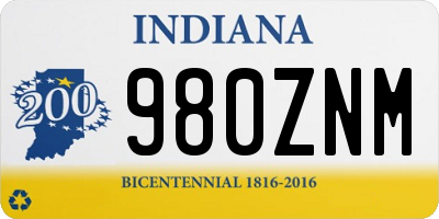 IN license plate 980ZNM