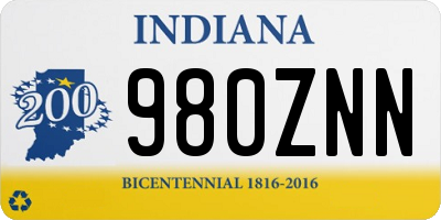 IN license plate 980ZNN