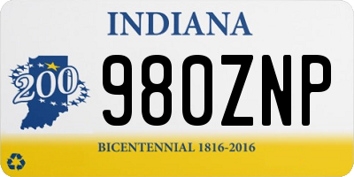 IN license plate 980ZNP