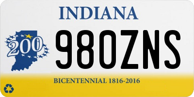 IN license plate 980ZNS