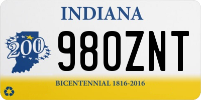 IN license plate 980ZNT