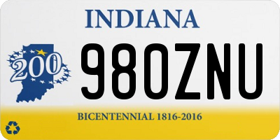IN license plate 980ZNU