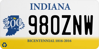 IN license plate 980ZNW