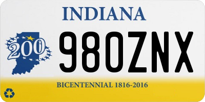 IN license plate 980ZNX