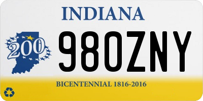 IN license plate 980ZNY