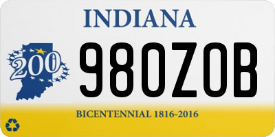 IN license plate 980ZOB