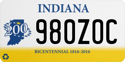 IN license plate 980ZOC