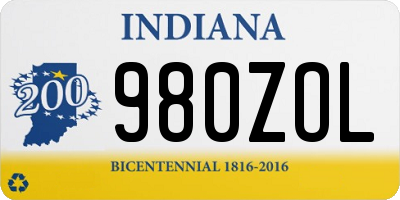 IN license plate 980ZOL