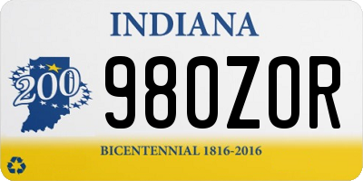 IN license plate 980ZOR
