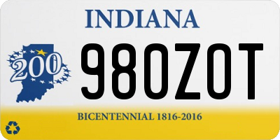 IN license plate 980ZOT