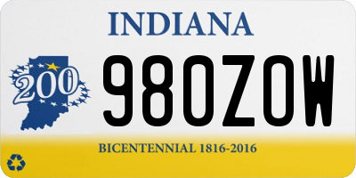 IN license plate 980ZOW