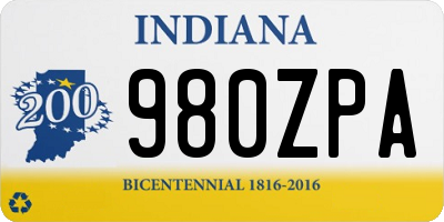 IN license plate 980ZPA