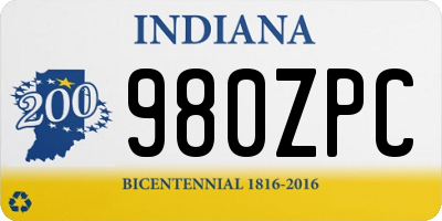 IN license plate 980ZPC