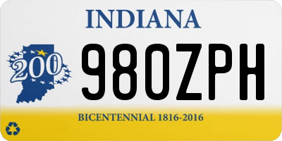IN license plate 980ZPH