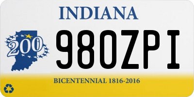 IN license plate 980ZPI
