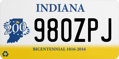IN license plate 980ZPJ