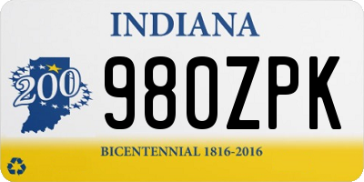 IN license plate 980ZPK