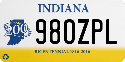 IN license plate 980ZPL