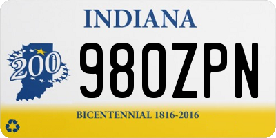 IN license plate 980ZPN