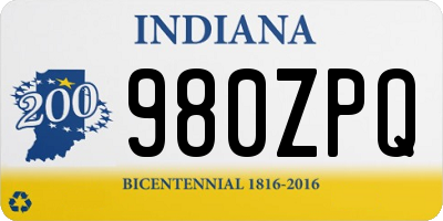 IN license plate 980ZPQ