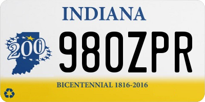 IN license plate 980ZPR