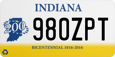 IN license plate 980ZPT