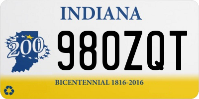 IN license plate 980ZQT