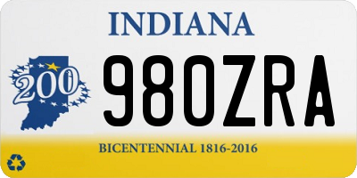 IN license plate 980ZRA