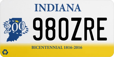 IN license plate 980ZRE