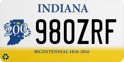 IN license plate 980ZRF